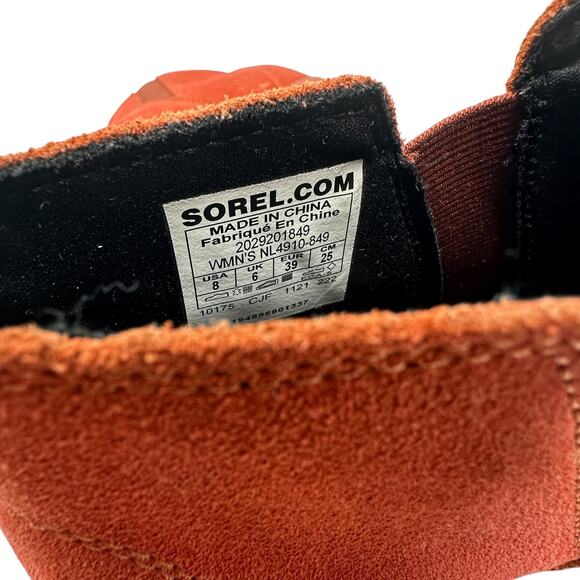Sorel Evie Booties Boots Pull-On Wedge Heel  Waterproof Suede Red Size US 8 - Picture 13 of 13
